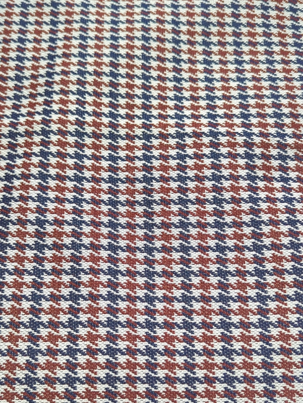 Blue & Red Houndstooth Heavyweight Fabric Remnant 60" X 60" 1.6 Yd 2 Way Stretch